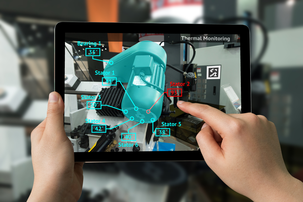 Industrial,4.0,,,Augmented,Reality,Concept.,Hand,Holding,Tablet,With